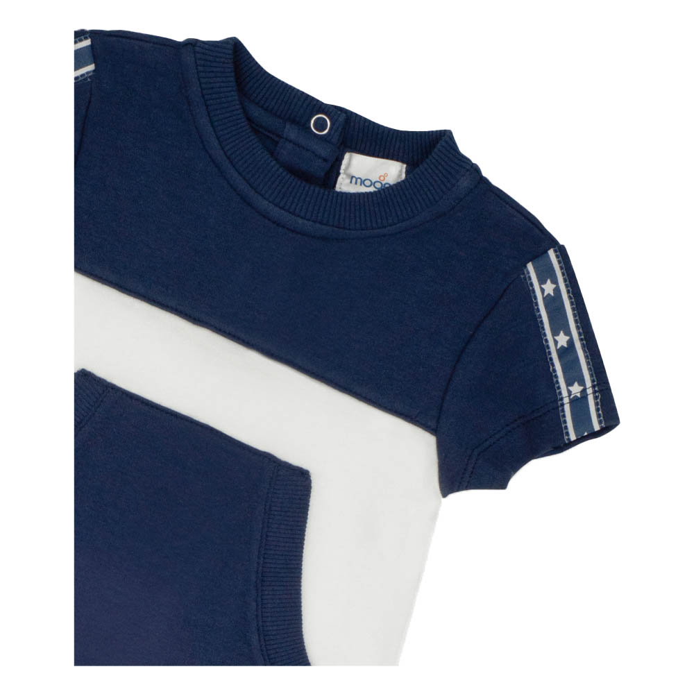 Moon 100% Cotton Short Sleeves Romper Sports - Navy