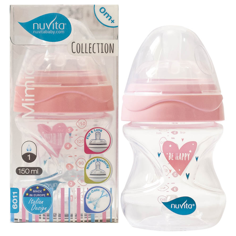 Nuvita - Mimic Cool Anti Colic Baby Bottles 150ml - White & Pink