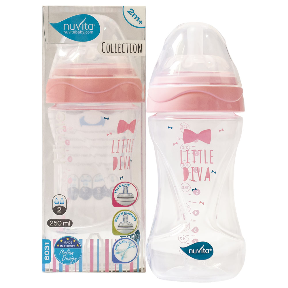 Nuvita - Mimic Cool Anti Colic Baby Bottles 250ml - White & Pink