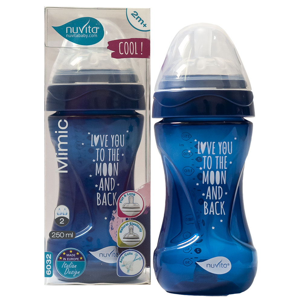 Nuvita - Mimic Cool Anti Colic Baby Bottles 250ml - Navy Blue