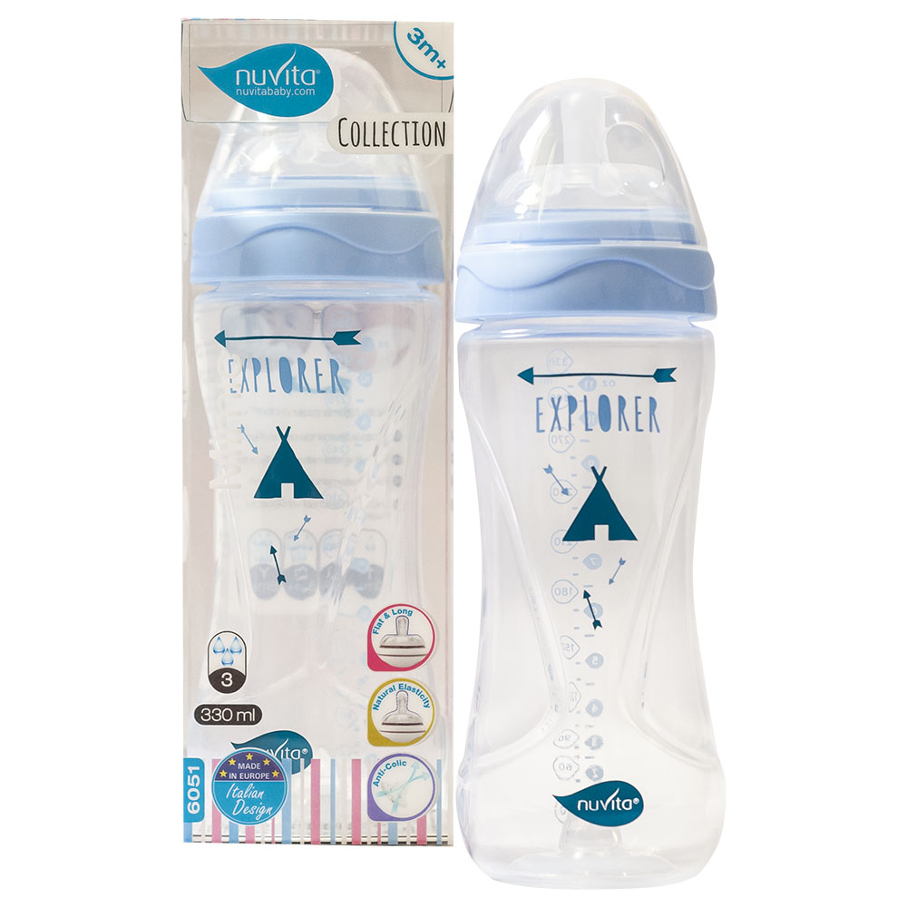 Nuvita - Mimic Cool Anti Colic Baby Bottles 330ml - White & Blue