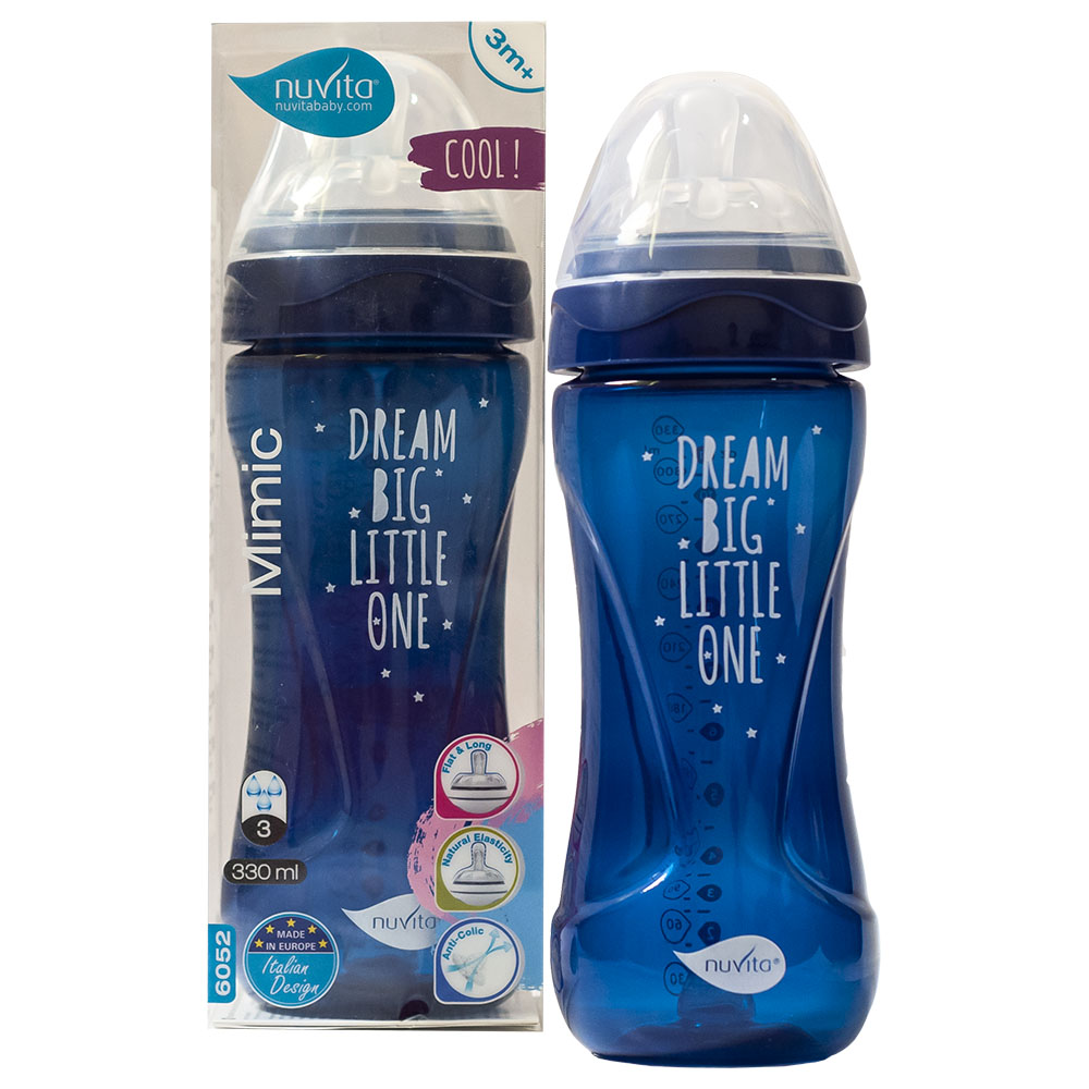Nuvita - Mimic Cool Anti Colic Baby Bottles 330ml - Navy Blue