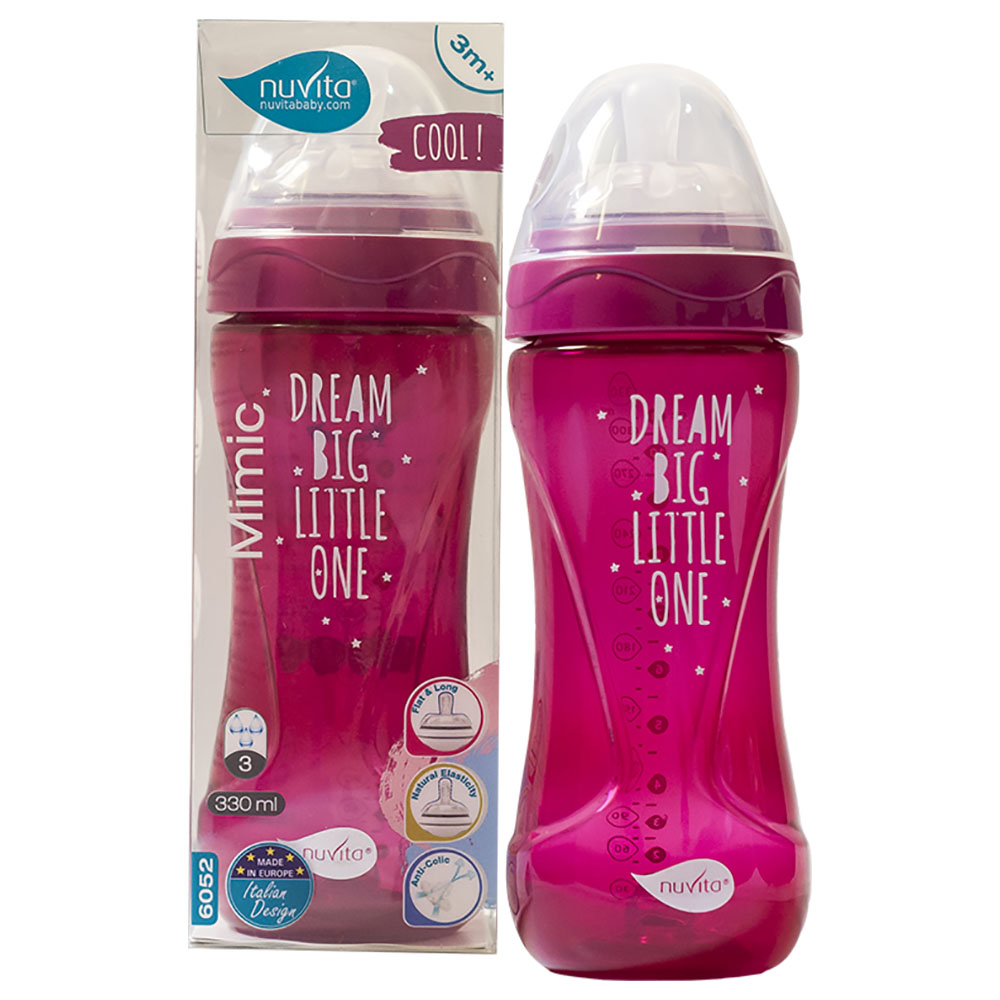 Nuvita - Mimic Cool Anti Colic Baby Bottles 330ml - Dark Pink