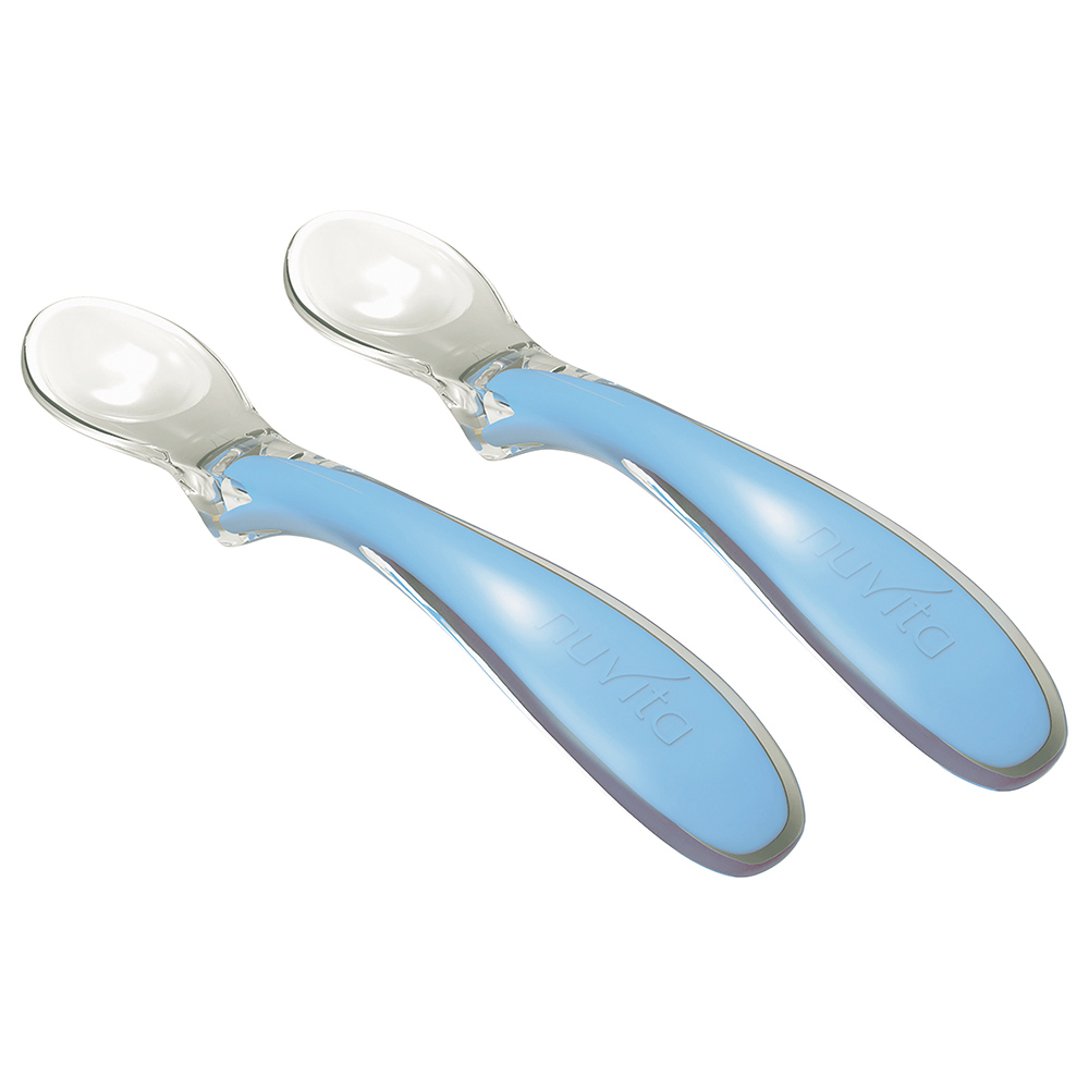 Nuvita Set of 2 Easy Eating Silicone Feeding Spoons - Blue