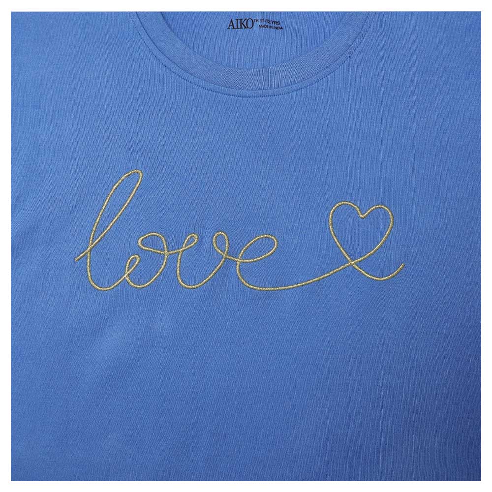 Aiko Girls Long Sleeves T-Shirt with Embroidery - Lilac