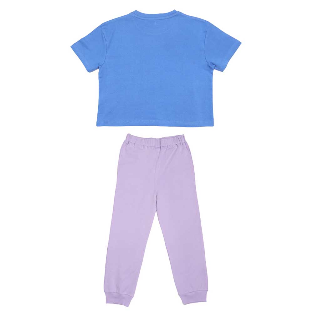 Aiko Kids Short Sleeve T-Shirt with Pants - Blue - 2 Pcs