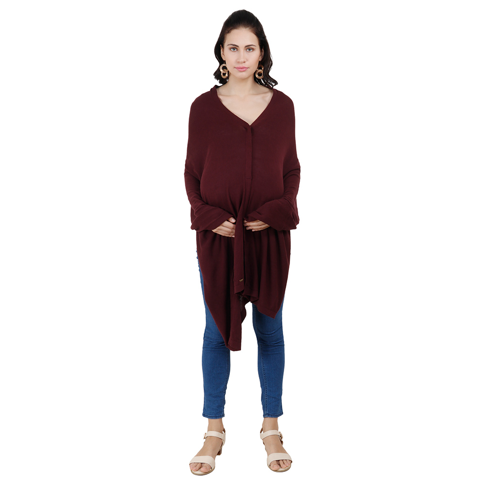 Pluchi - Knitted Nursing Poncho Frida - Maroon