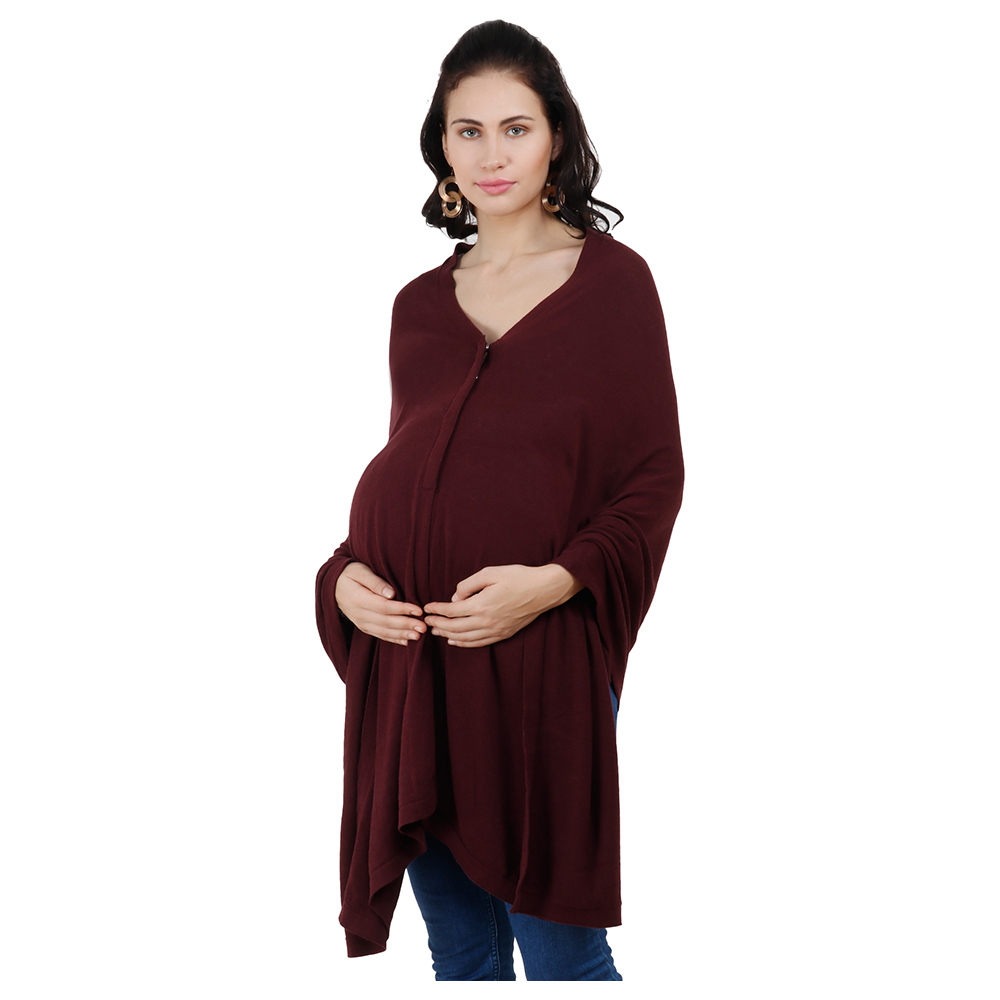 Pluchi - Knitted Nursing Poncho Frida - Maroon