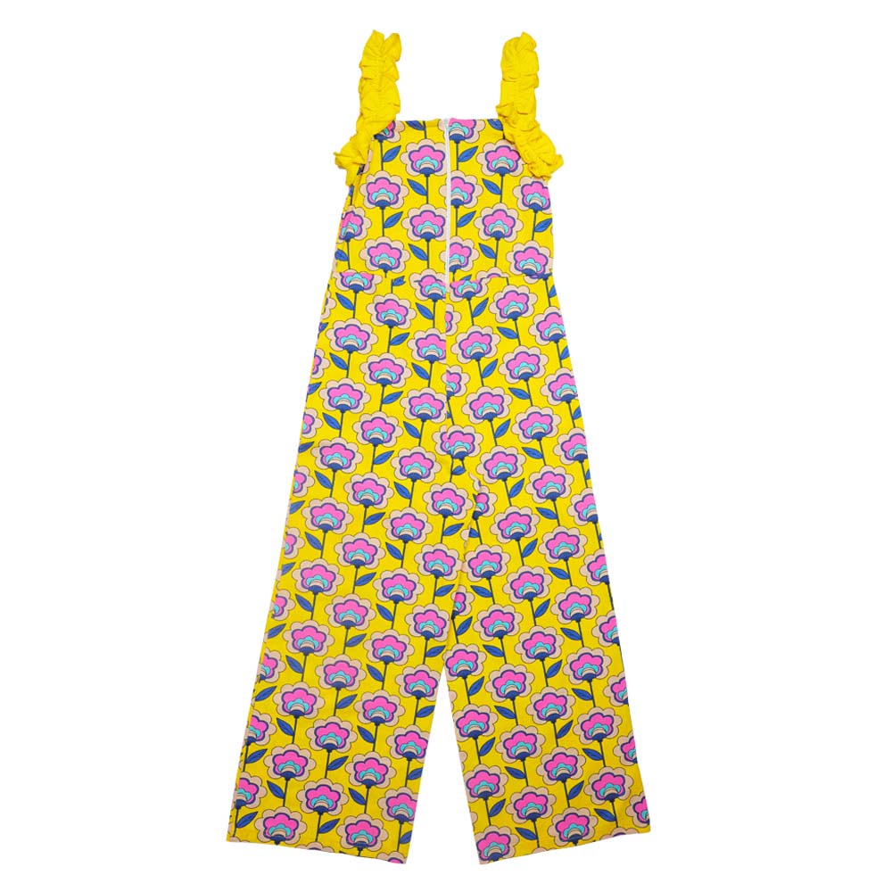 Aiko Girls Printed Jumpsuit - Yellow