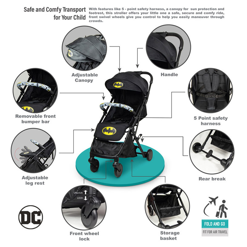 Warner Bros. - Batman Travel Stroller - Black