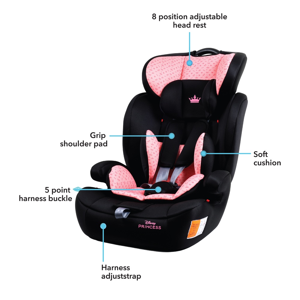 Disney - 3-in-1 Princess Car Seat with Booster Seat - Light Pink