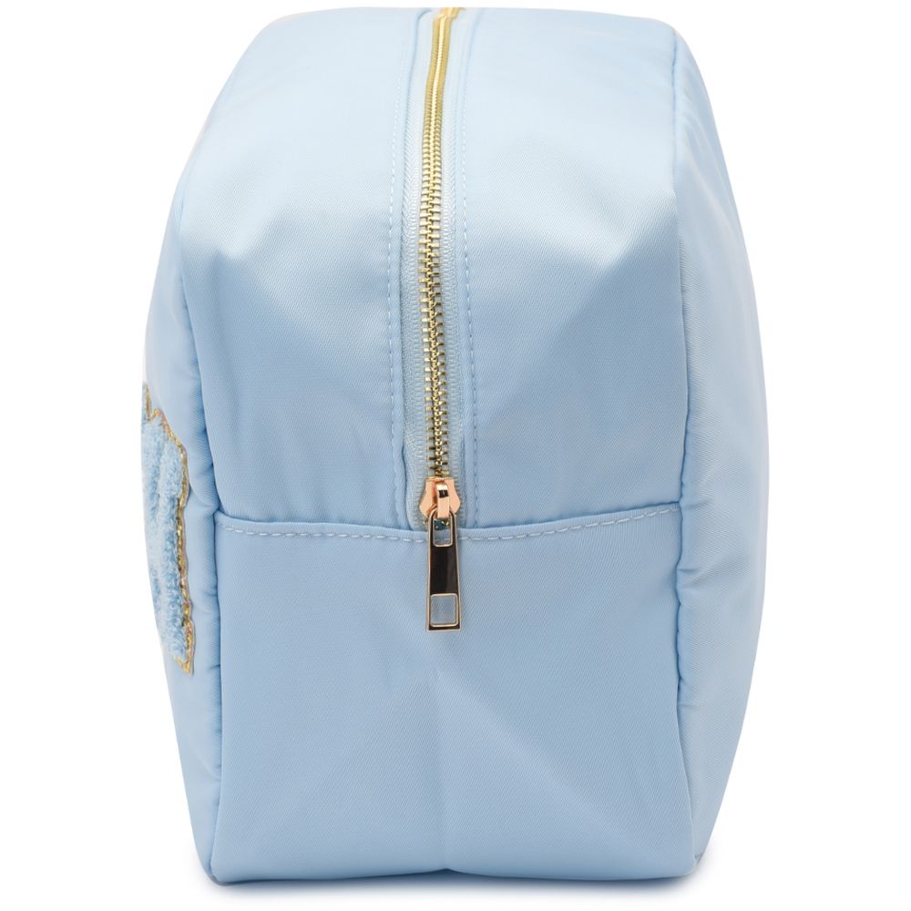 TheHappyTribe - Beach Pouch with Blue Letters - Large - Baby Blue