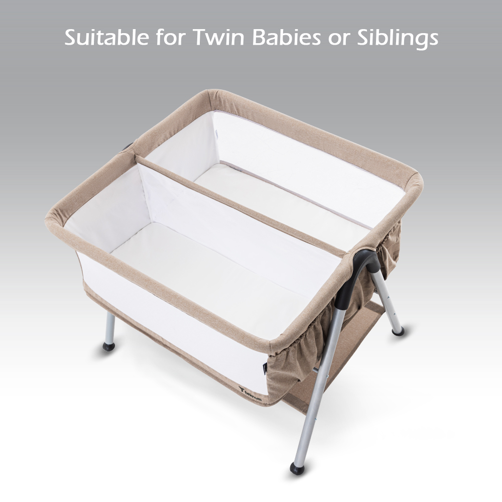 Teknum Fellow 2 Twin Bedside Crib Bassinet - Ivory