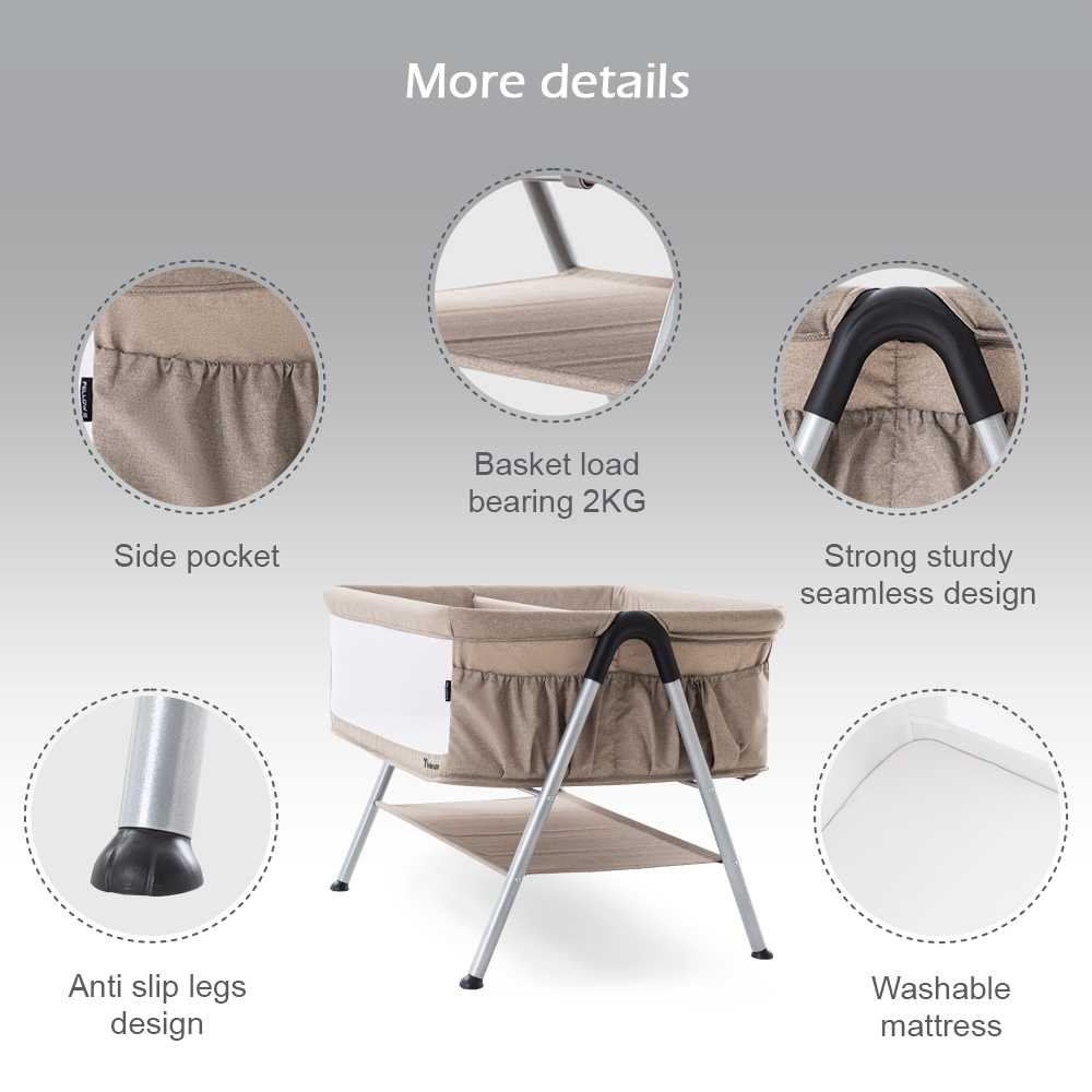 Teknum Fellow 2 Twin Bedside Crib Bassinet - Ivory