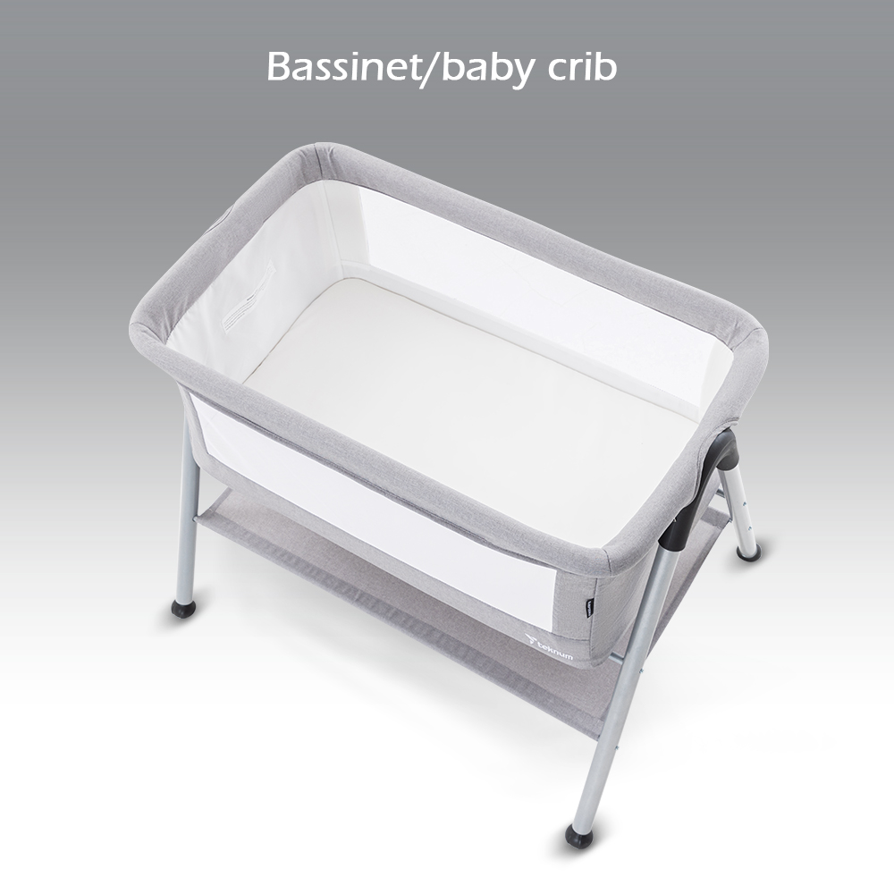 Teknum Sleepzen 2 Bedside Crib Bassinet - Grey