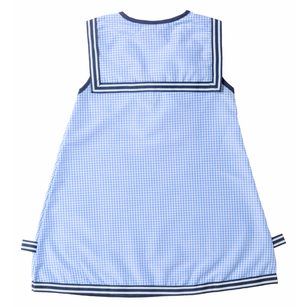 Tamina Marina Karo Print Girls Dress - Light Blue