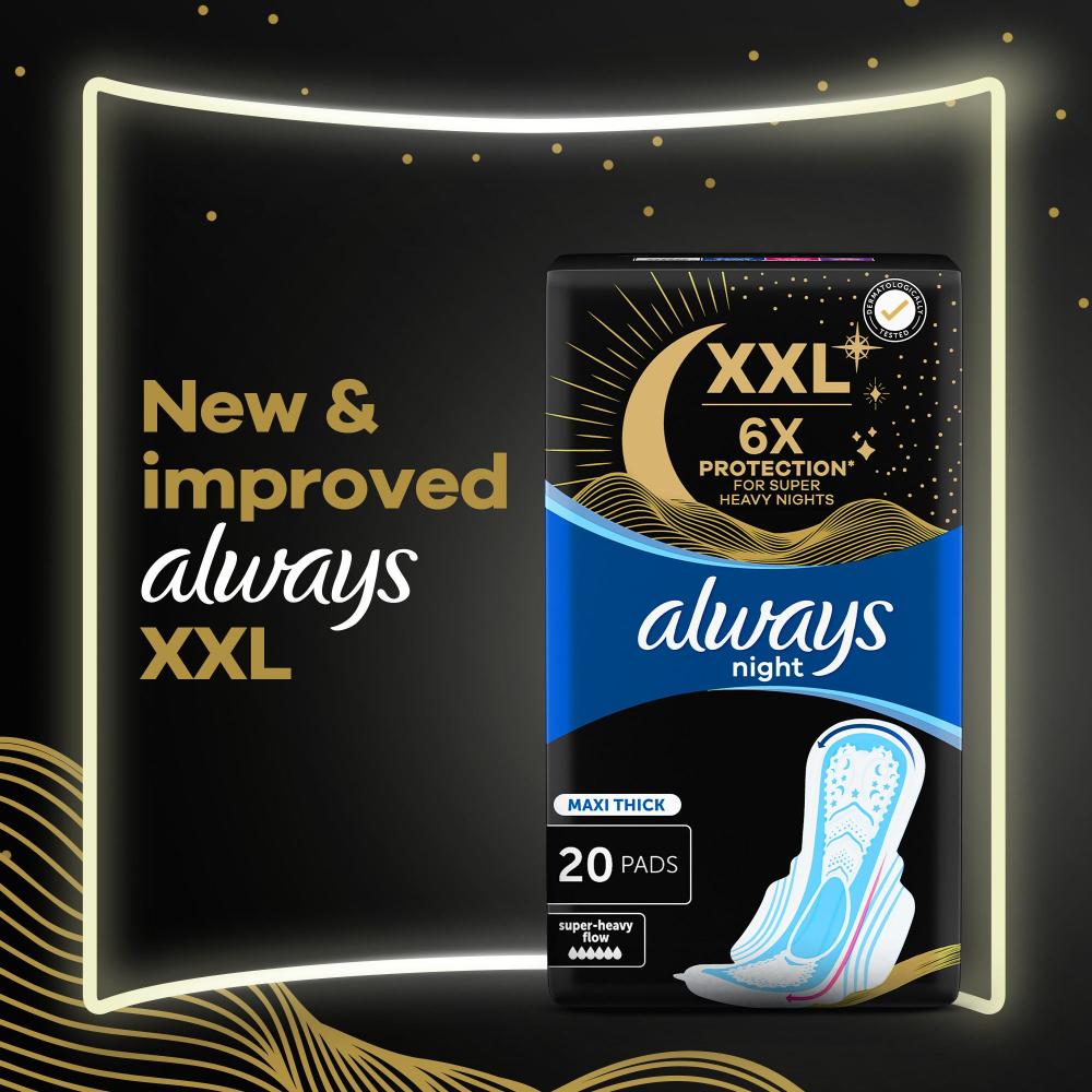 Always Dreamzz Pad Clean & Dry Maxi Thick, Night Long Sanitary Pads with Wings 7 Count