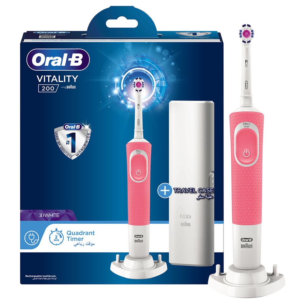 Oral B - Vitality 200 Electric Toothbrush with Travel Case - Pink