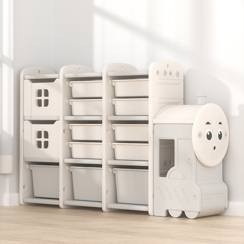 Lovely Baby - Train Storage Rack With 14 Boxes - White