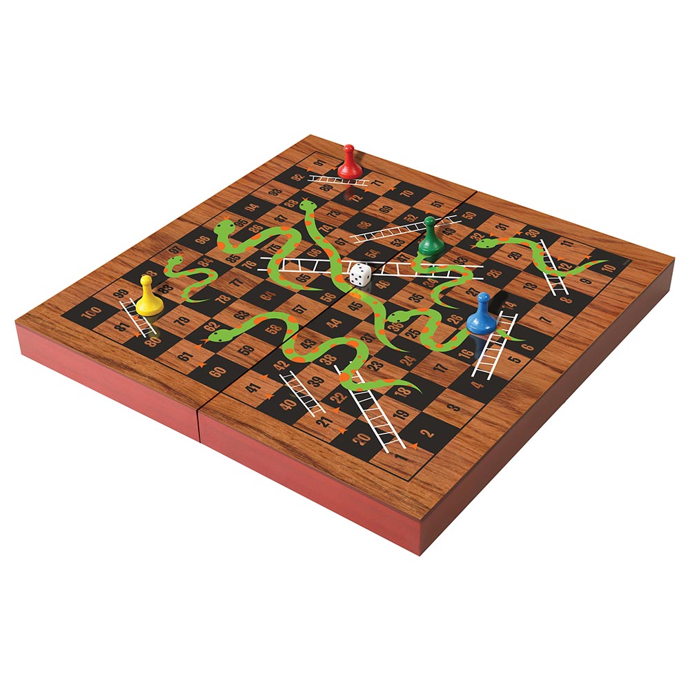 Merchant Ambassador - Folding Wood Snakes & Ladders Set 