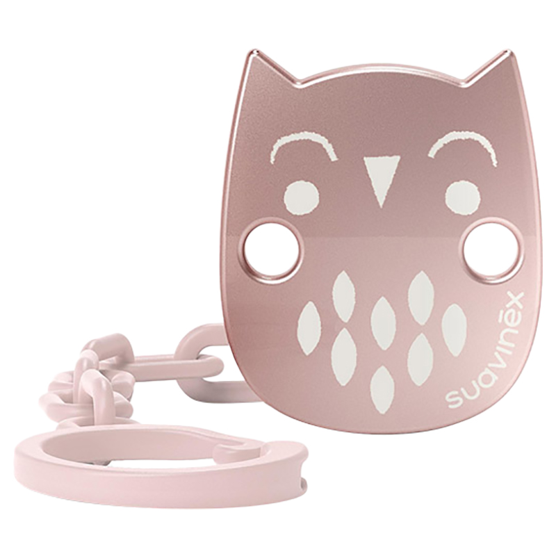 Suavinex - Premium Bonhomia Soother Chain - Owl - Pink