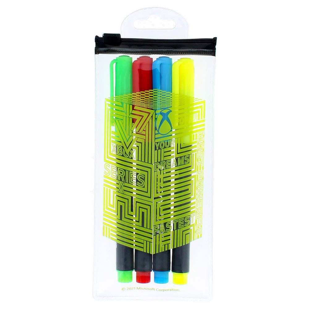 Blueprint Collections - Xbox Fineliners with Reusable Ziplock Pouch - 4pcs
