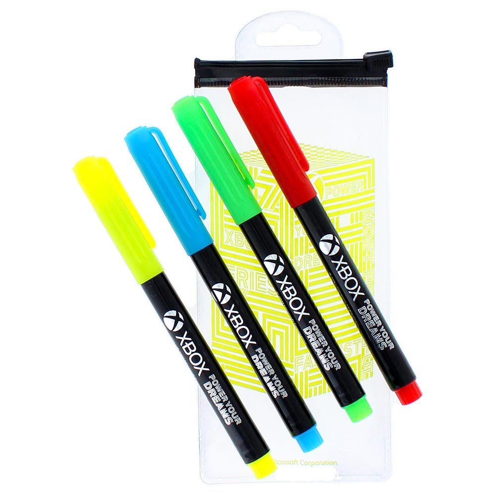 Blueprint Collections - Xbox Fineliners with Reusable Ziplock Pouch - 4pcs