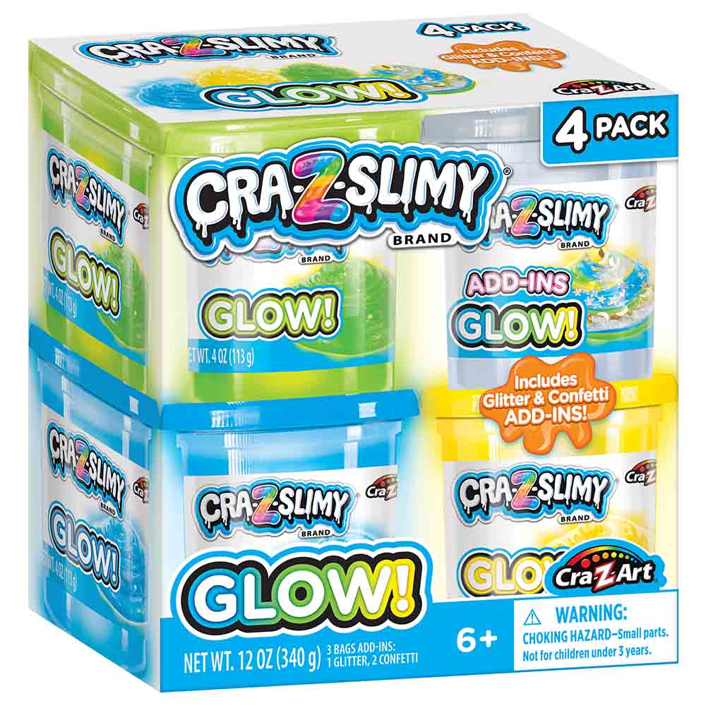 Cra-Z-Art - Cra-Z-Slimy Glow with Glitter & Confetti - Pack of 4