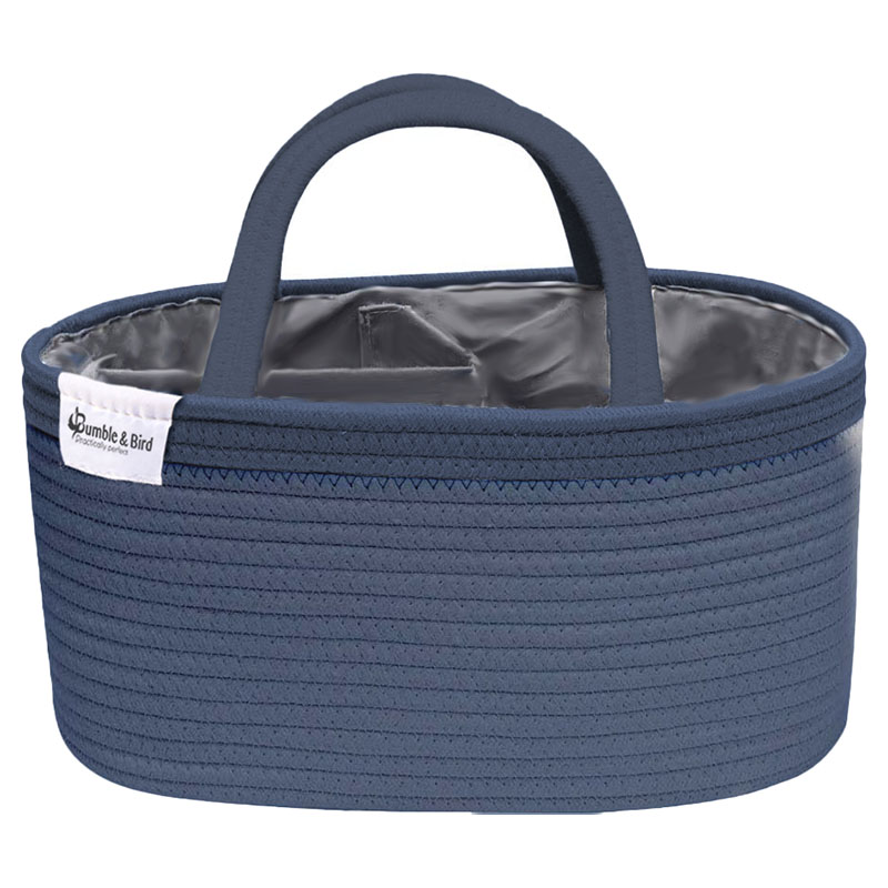 Bumble & Bird - Cotton Rope Diaper Caddy - BPA Free - Blue 
