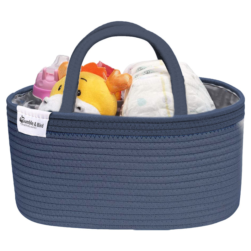 Bumble & Bird - Cotton Rope Diaper Caddy - BPA Free - Blue 
