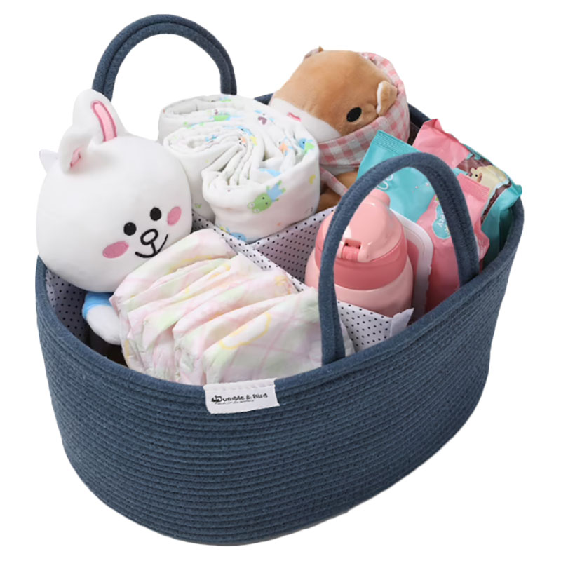 Bumble & Bird - Cotton Rope Diaper Caddy - BPA Free - Blue 
