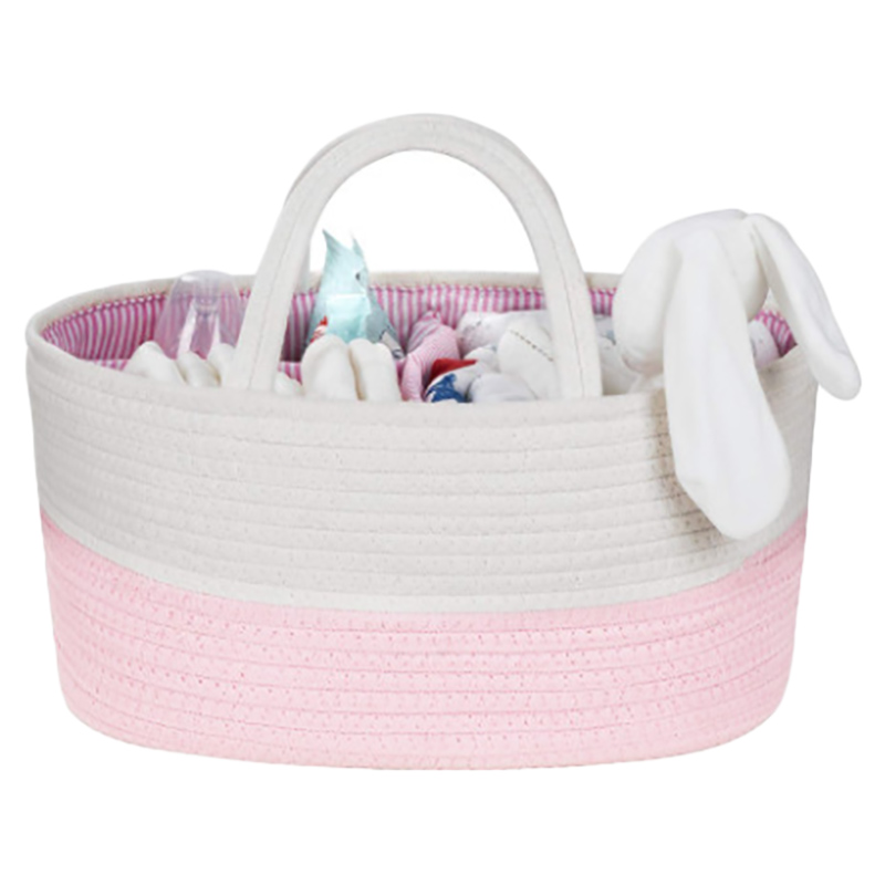 Bumble & Bird - Cotton Rope Diaper Caddy And Nursery Organizer - Pink