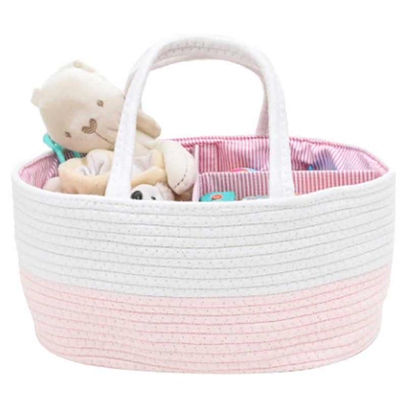 Bumble & Bird - Cotton Rope Diaper Caddy And Nursery Organizer - Pink