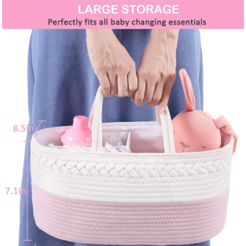 Bumble & Bird - Cotton Rope Diaper Caddy And Nursery Organizer - Pink