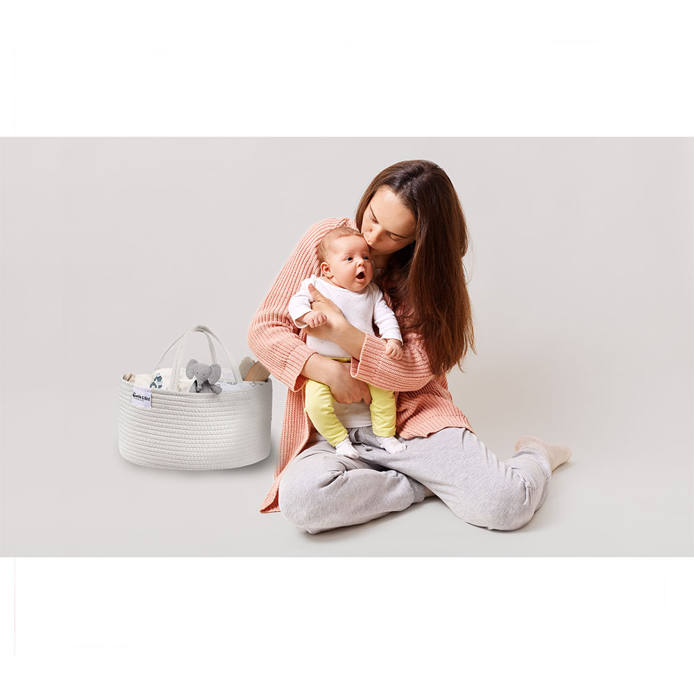Bumble & Bird - Cotton Rope Diaper Caddy & Nursery Organizer - White