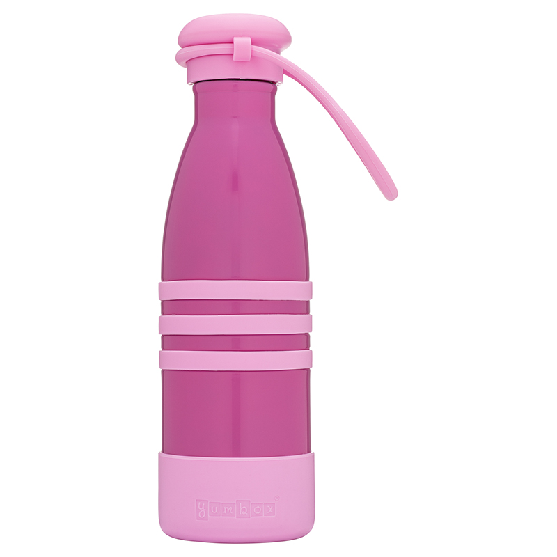Yumbox Aqua Stainless Steel Bottle - Pacific Pink With Strap - 420ml