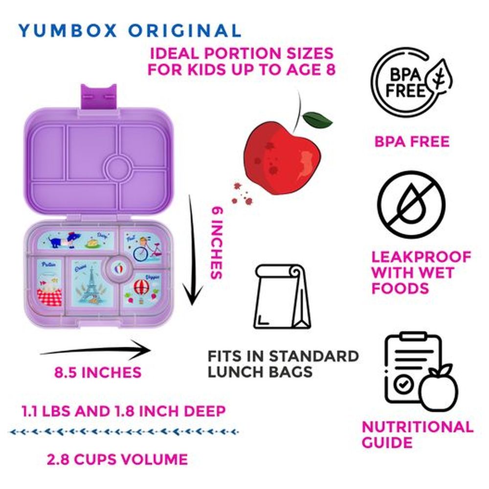 Yumbox - 6 Compartments Paris Original Bento Lunchbox - Lulu Purple