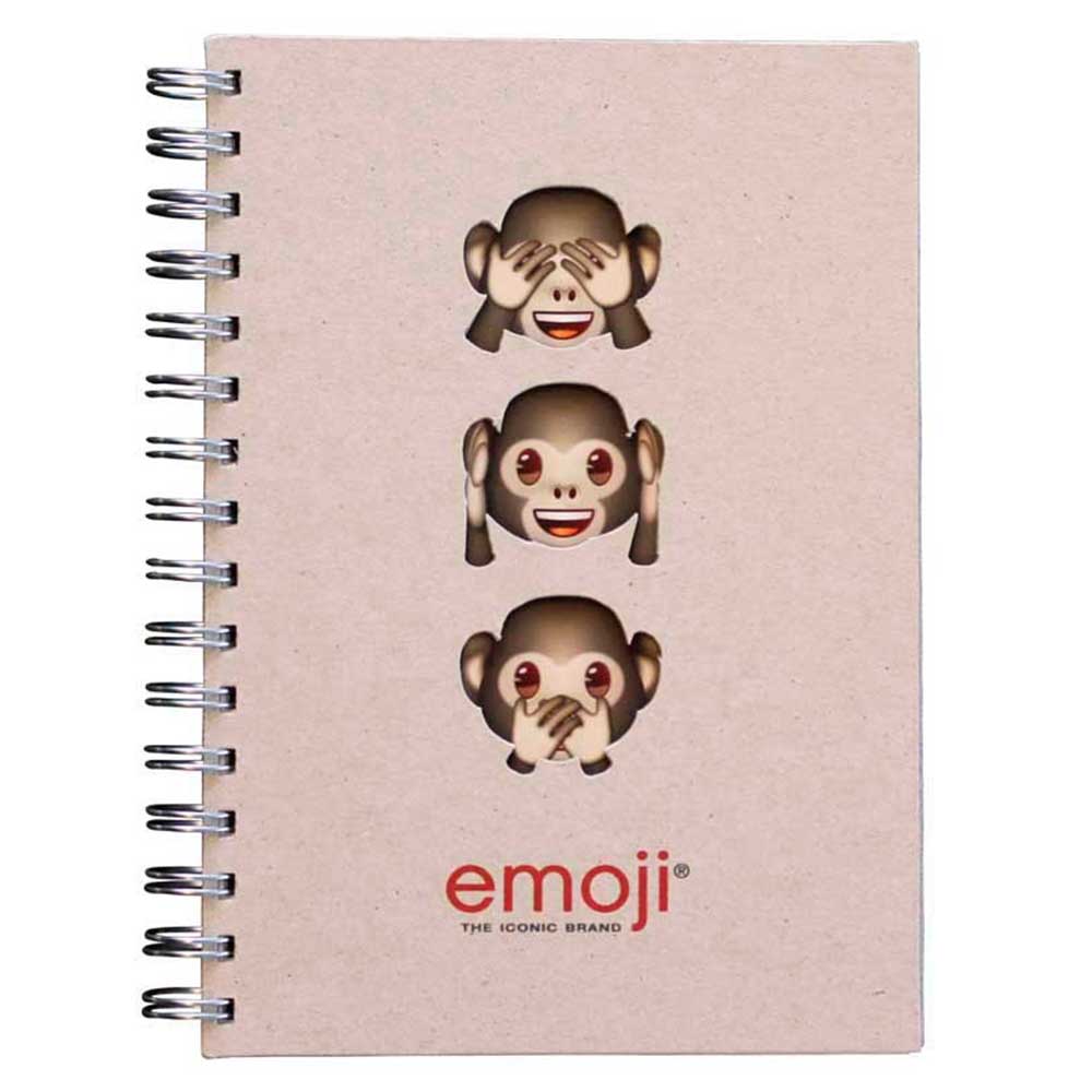 emoji - Three Monkeys Wire-O A4 Notebook - Brown