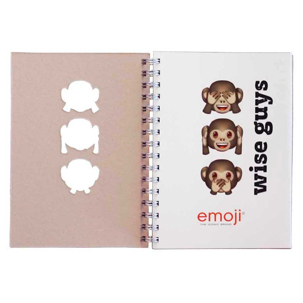 emoji - Three Monkeys Wire-O A5 Notebook - Brown