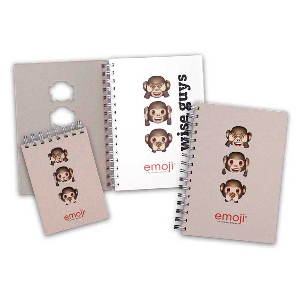 emoji - Three Monkeys Wire-O A5 Notebook - Brown