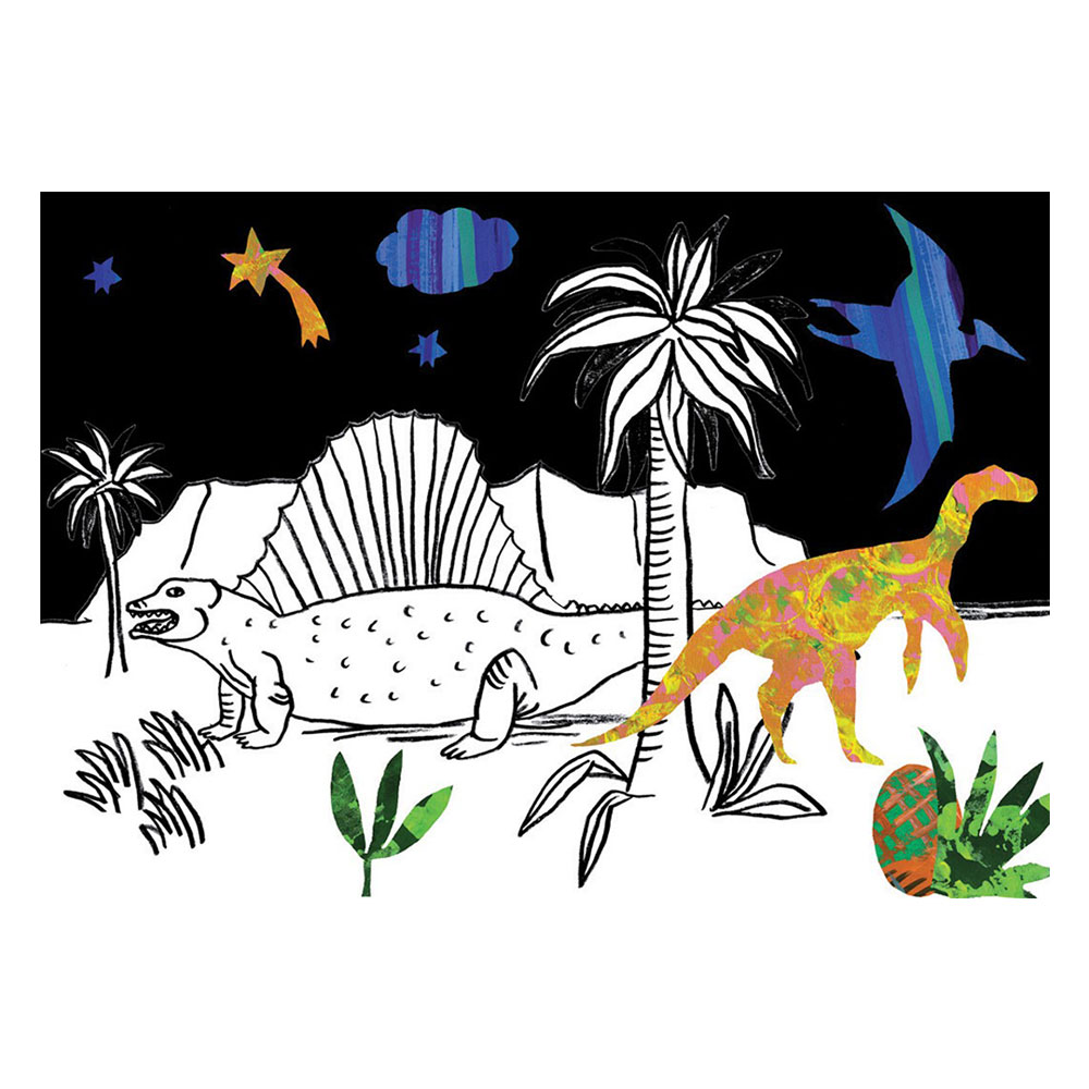 Mon Petit Art - Coloring Book with Collage - Dinosaurs