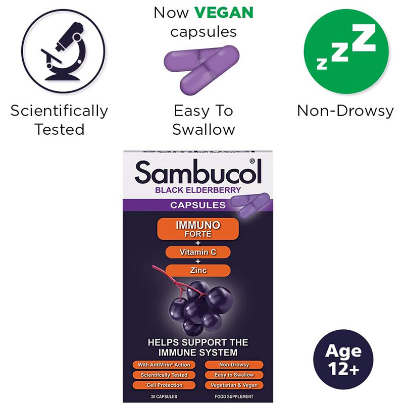 Sambucol - Immuno Forte Capsules Vitamin C with Zinc 30'S