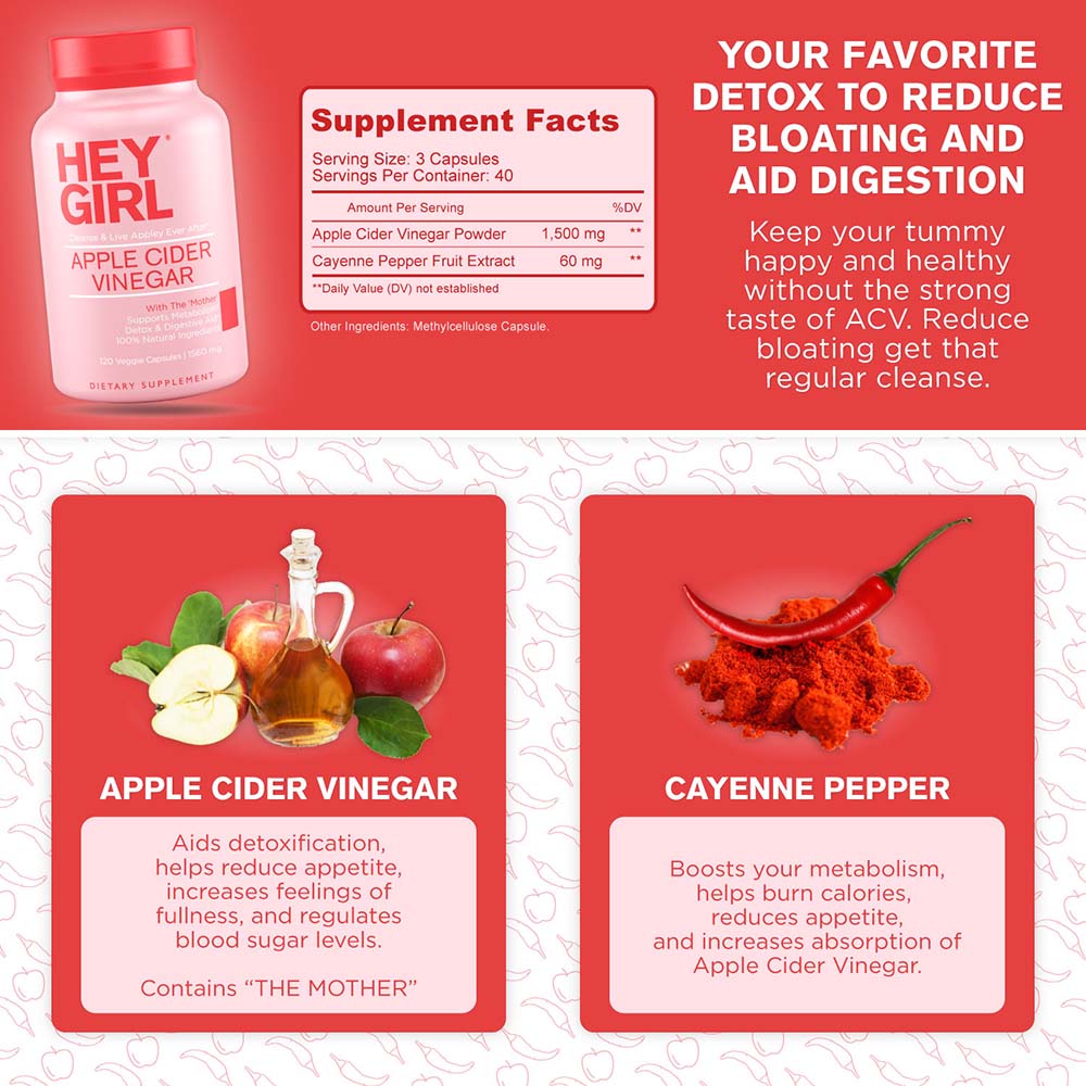 HEY GIRL NUTRITION - Apple Cider Vinegar Capsules 120'S