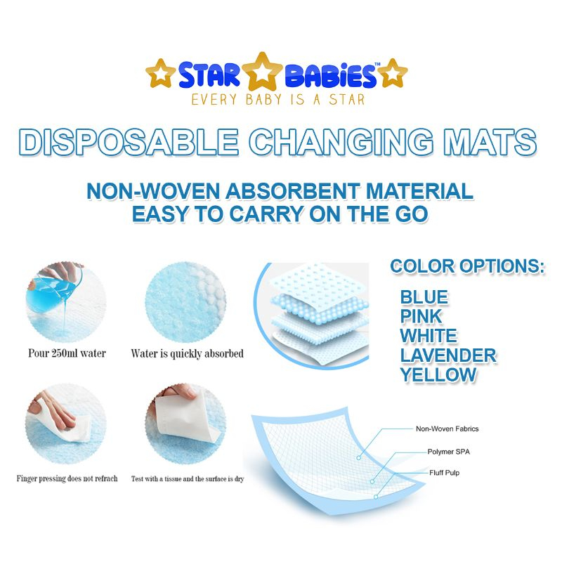 Star Babies - Disposable Changing mats (45x60cm) Large - Color May Vary - 30 pcs