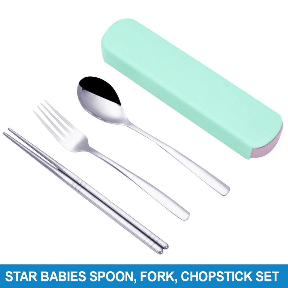 Star Babies - Spoon, Fork & Chopsticks Set - Green