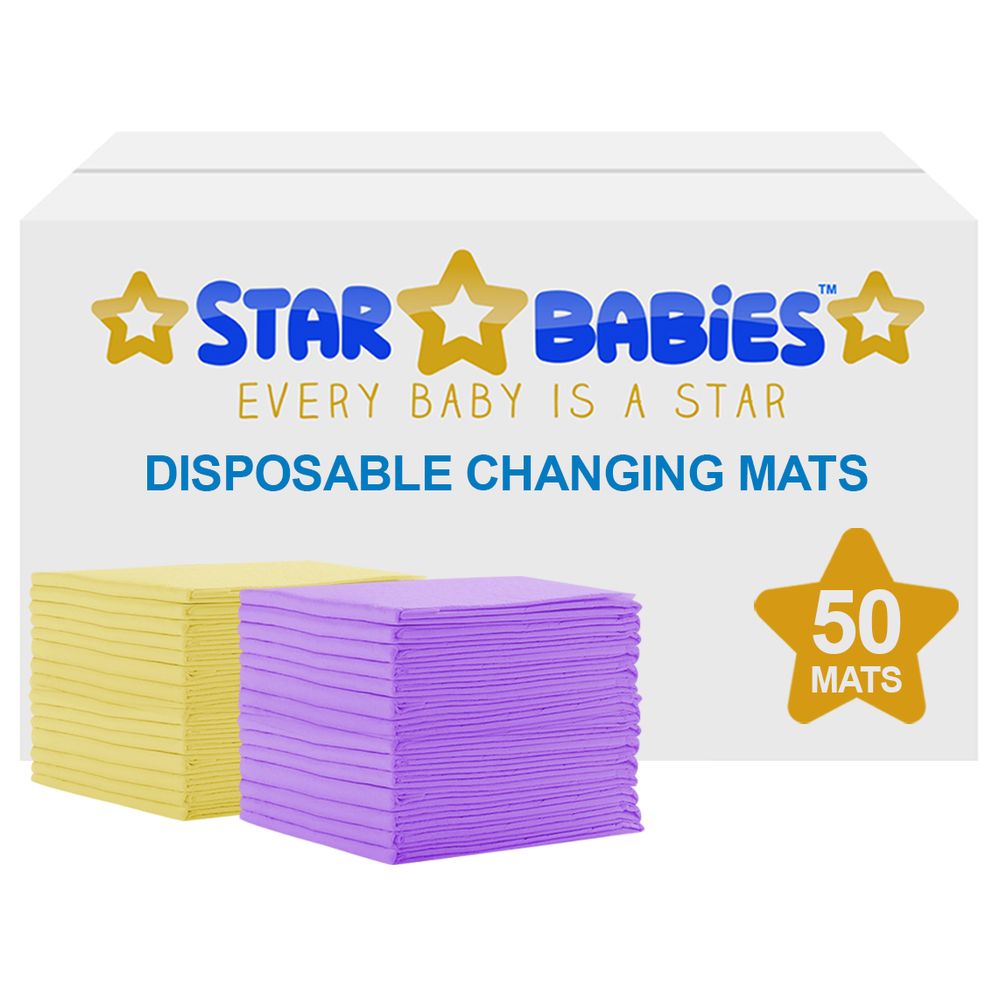 Star Babies - Disposable Changing mats (45x60cm) Large, Pack of 50 - Assorted