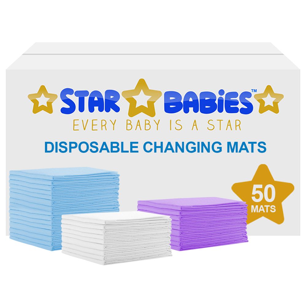 Star Babies - Disposable Changing mats (45x60cm) Large, Pack of 50 - Assorted