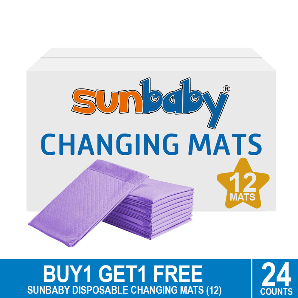 SunBaby - Disposable Changing mats (45x60cm) Large, Pack Of 12 - Lavender