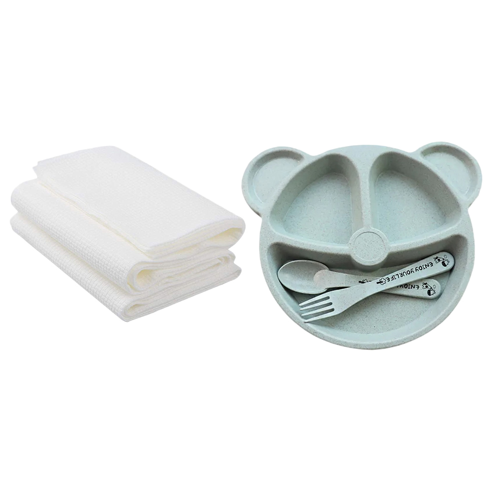 Star Babies - Baby Plate with Disposable Towel 3pcs - Blue