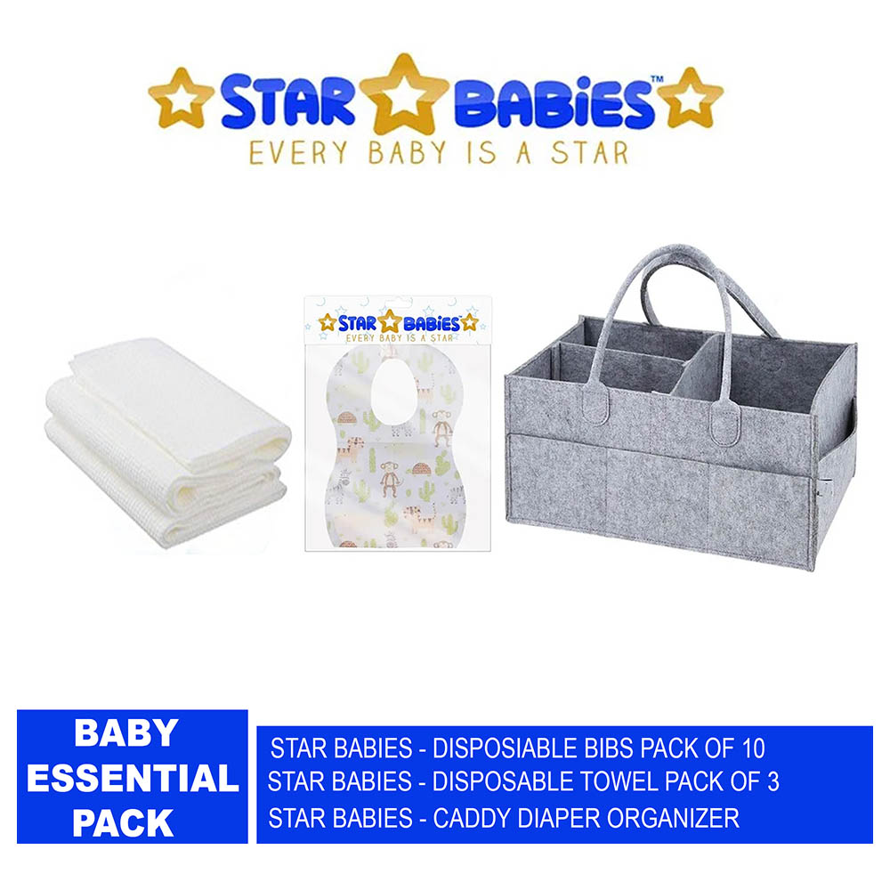 Star Babies - Caddy Organizer Diaper & Bibs 10pcs & Towel 3pcs - Grey